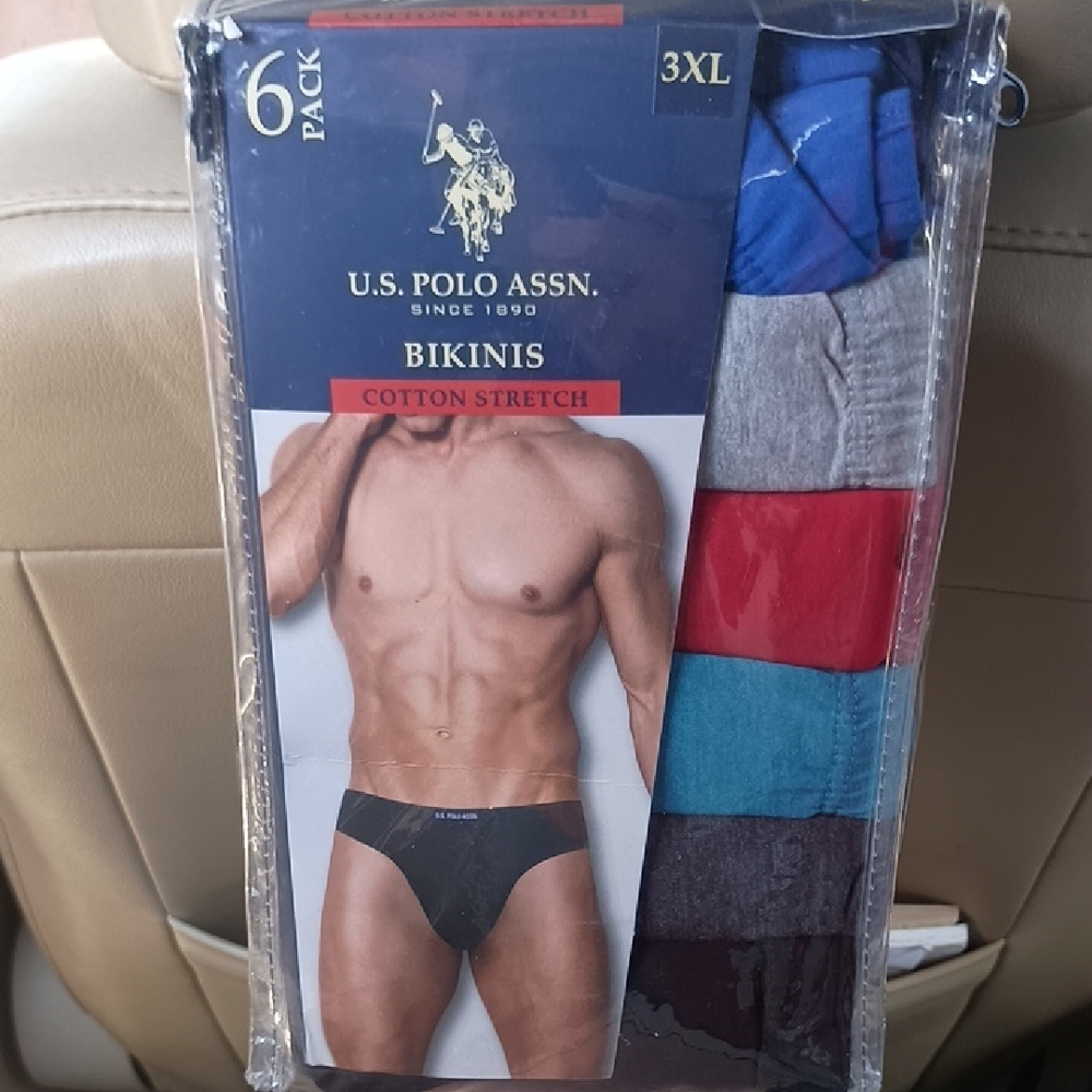 U.S. Polo Assn. NIP 3X Men's Cotton Stretch Bikini Underwear 6-Pack - Multicolor